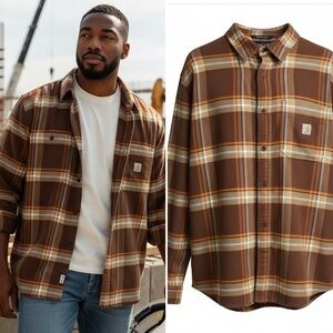 Carhartt Men's Brown Plaid Shirt Size 2XL GUC!!!